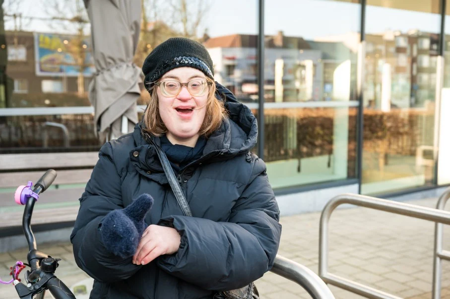 Disabled woman smiling at camera